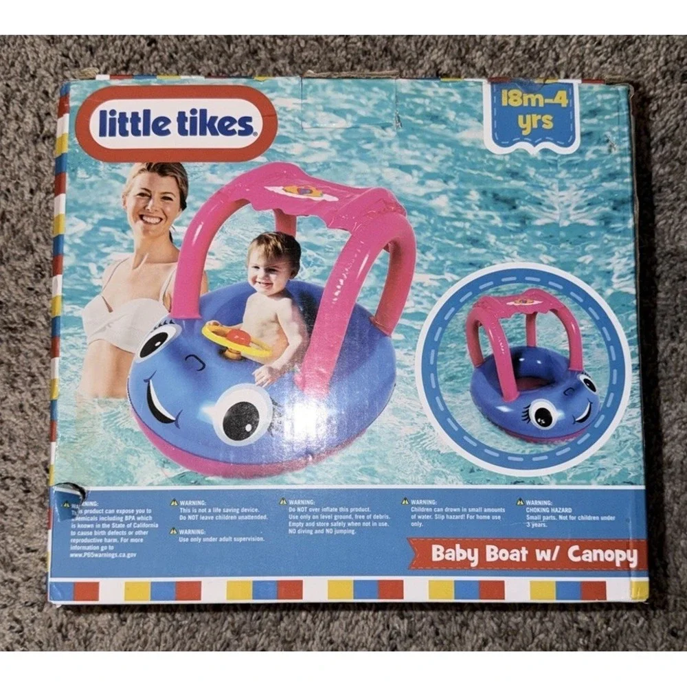 Little‎ Tikes Cozy Coupe Inflatable Boat Canopy Working Horn, Baby, PINK & BLUE